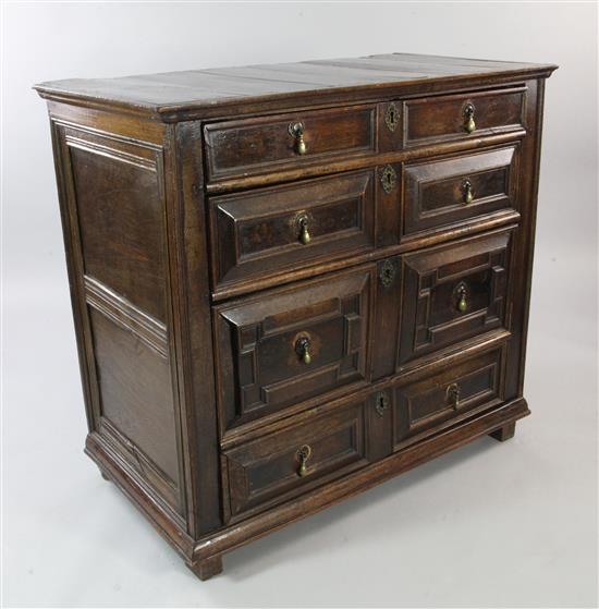 A late 17th century oak chest, W.3ft 7in.